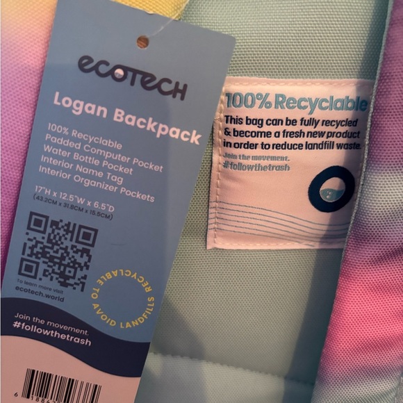 🩷💜LOGAN  ecotech backpack in blue and pink tie-dye 17”🩷💜 - Picture 10 of 10